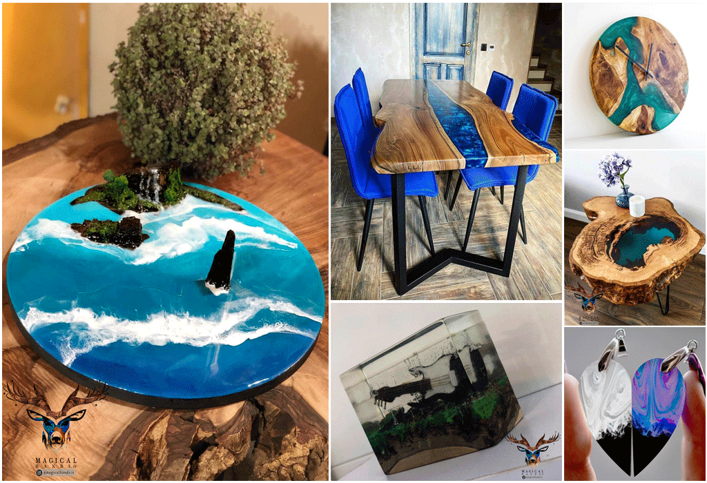 پکیج ترکیبی میز و عسلی و ترکیب رنگ و رزین